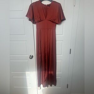 Abercrombie & Fitch Rust drappy jumpsuit with Flutter Sleeves